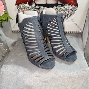 Shaky-S Women's Fashion Open Toe Denim heels